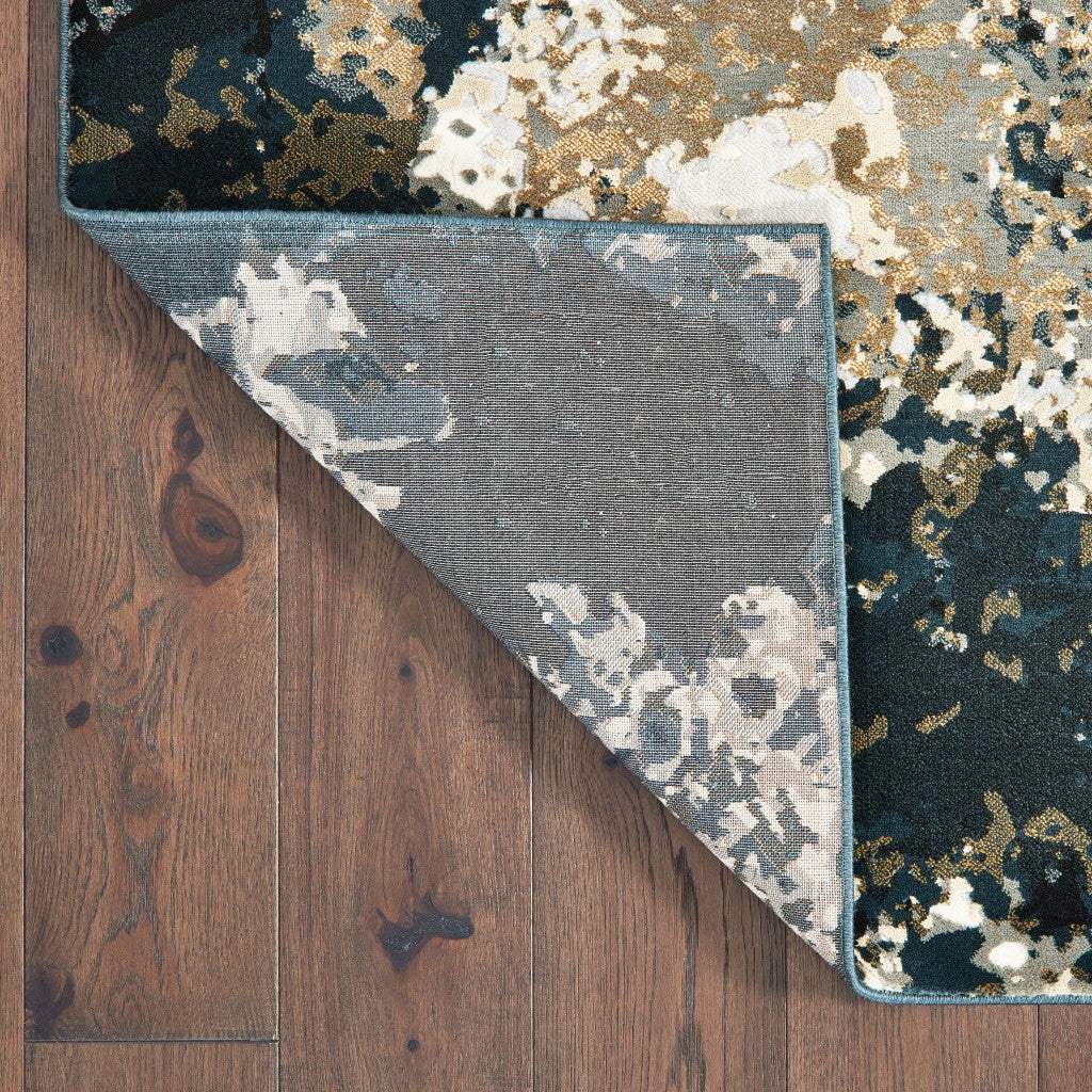 9' X 12' Ivory Navy Abstract Marble Indoor Area Rug - Homeroots - Flyclothing LLC