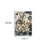 9' X 12' Ivory Navy Abstract Marble Indoor Area Rug - Homeroots - Flyclothing LLC