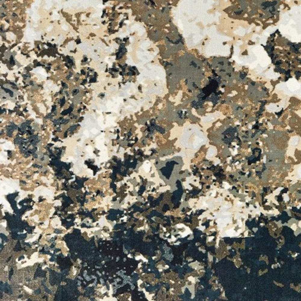 9' X 12' Ivory Navy Abstract Marble Indoor Area Rug - Homeroots - Flyclothing LLC