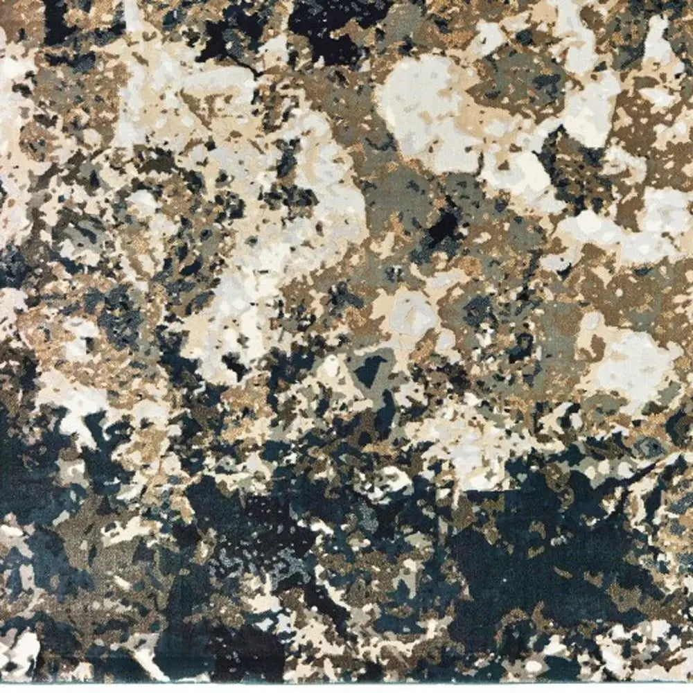 9' X 12' Ivory Navy Abstract Marble Indoor Area Rug - Homeroots - Flyclothing LLC