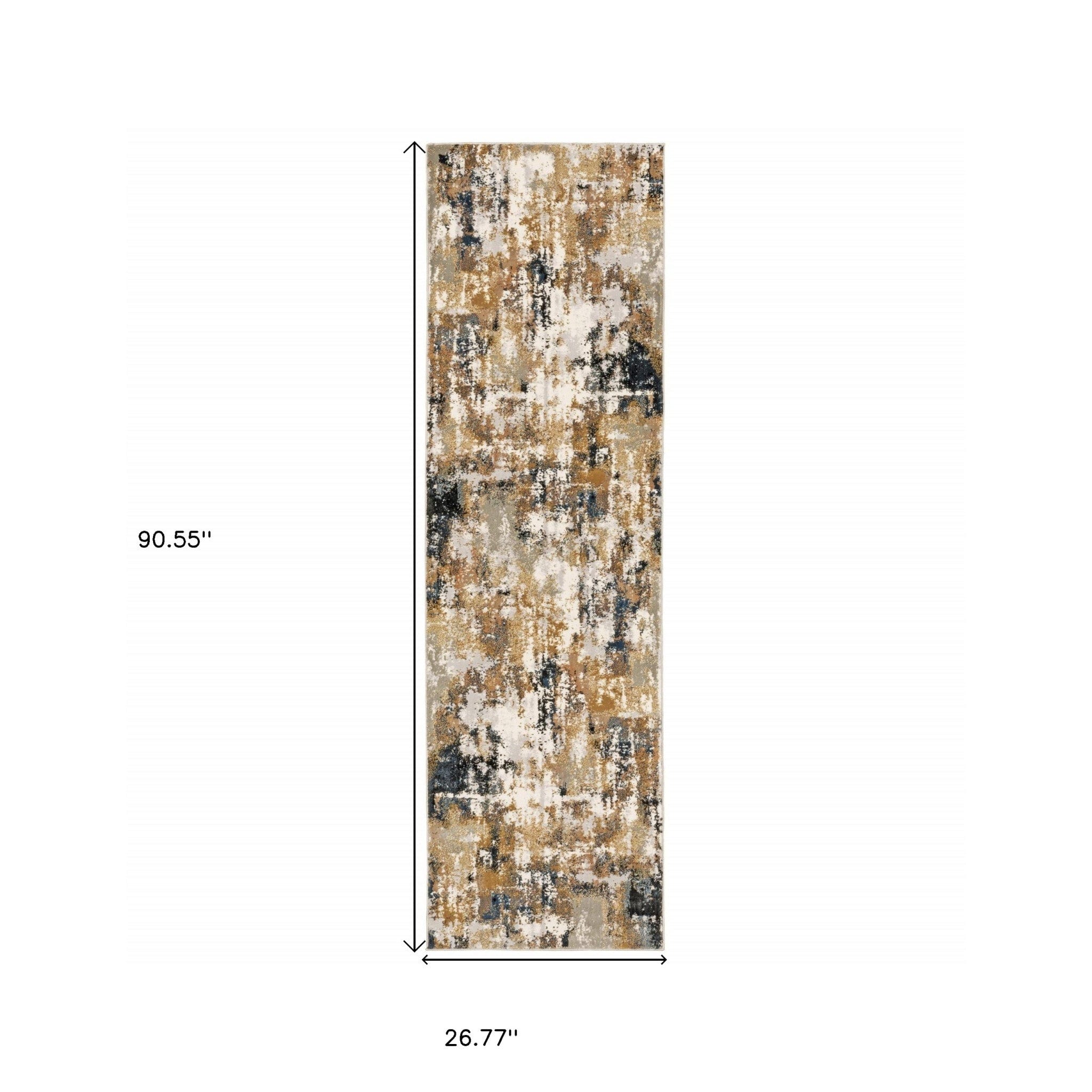8' Ivory Gray Abstract Sectors Indoor Runner Rug - Homeroots