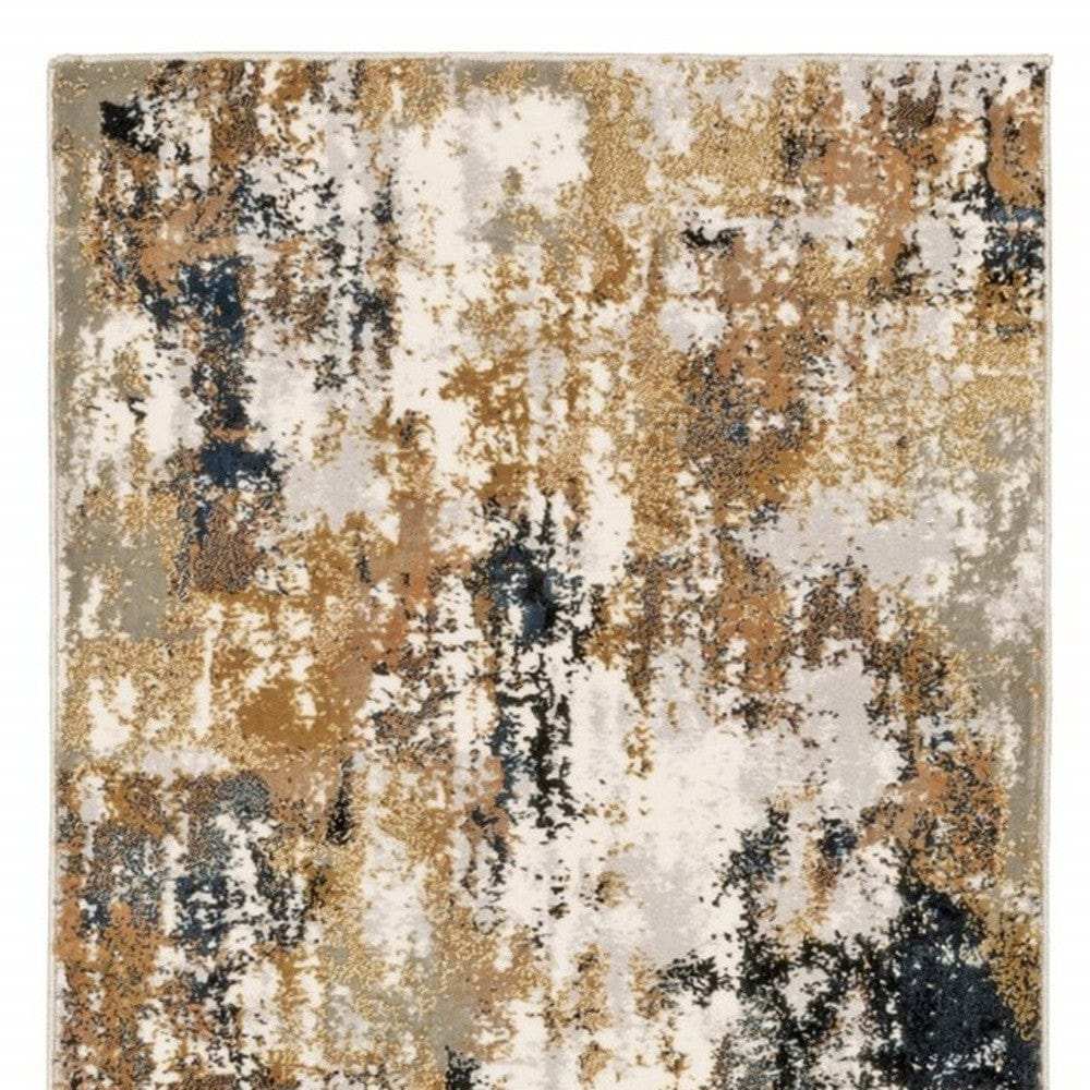 8' Ivory Gray Abstract Sectors Indoor Runner Rug - Homeroots - Flyclothing LLC