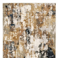 8' Ivory Gray Abstract Sectors Indoor Runner Rug - Homeroots