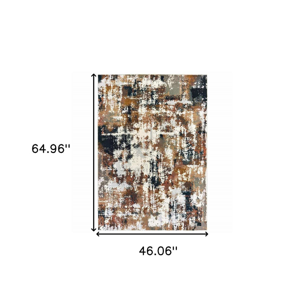 3' X 6' Ivory Gray Abstract Sectors Indoor Area Rug - Homeroots - Flyclothing LLC