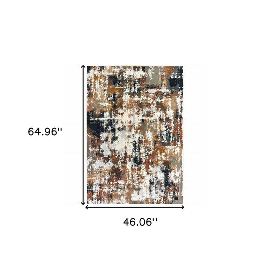 3' X 6' Ivory Gray Abstract Sectors Indoor Area Rug - Homeroots - Flyclothing LLC