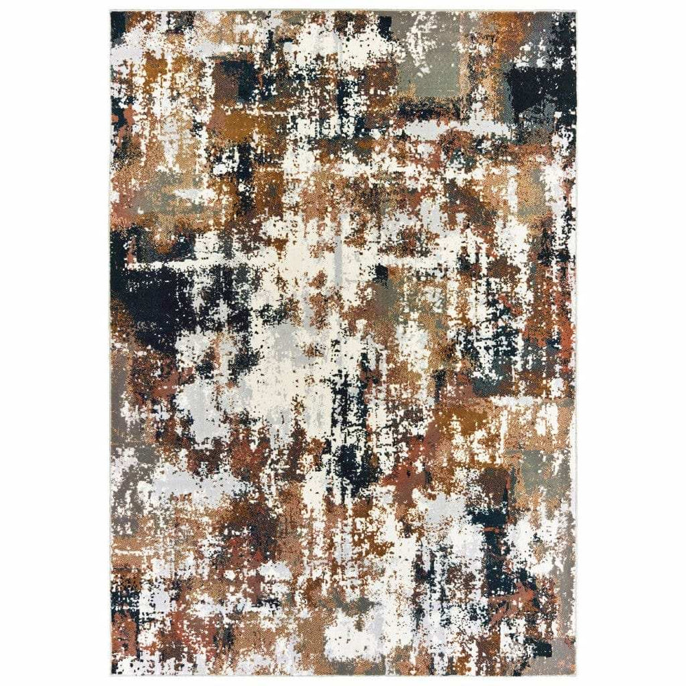5' X 8' Ivory Gray Abstract Sectors Indoor Area Rug - Homeroots - Flyclothing LLC