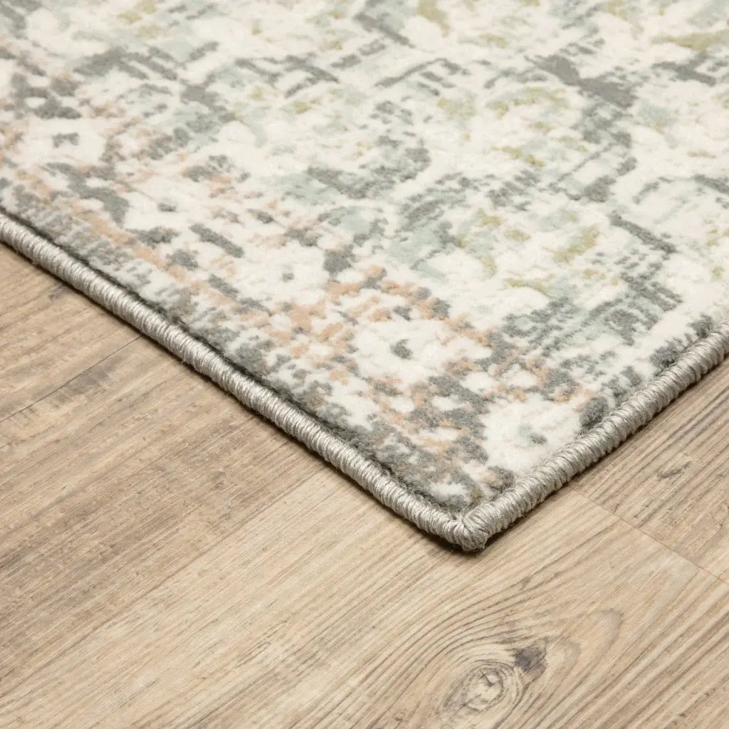 9' X 12' Ivory Grey Distresed Oversize Medallion Indoor Area Rug - Homeroots - Flyclothing LLC