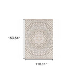 9' X 12' Ivory Grey Distresed Oversize Medallion Indoor Area Rug - Homeroots - Flyclothing LLC