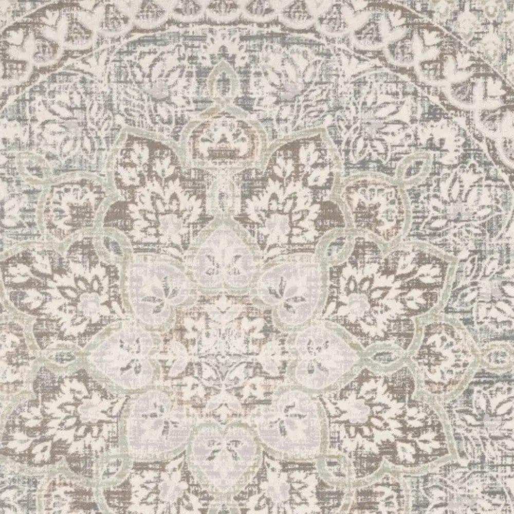 9' X 12' Ivory Grey Distresed Oversize Medallion Indoor Area Rug - Homeroots - Flyclothing LLC