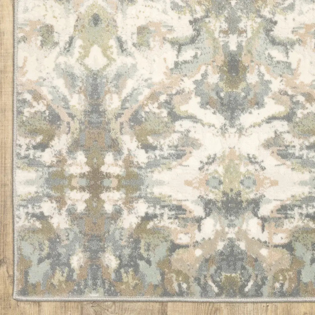 9' X 12' Ivory Gray Abstract Ikat Indoor Area Rug - Homeroots - Flyclothing LLC