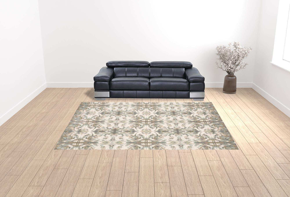 9' X 12' Ivory Gray Abstract Ikat Indoor Area Rug - Homeroots - Flyclothing LLC
