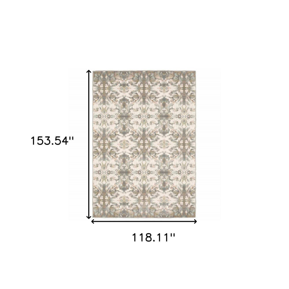 9' X 12' Ivory Gray Abstract Ikat Indoor Area Rug - Homeroots - Flyclothing LLC