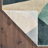 2' X 3' Blue Green Beige Retro Wedge Indoor Area Rug - Homeroots - Flyclothing LLC