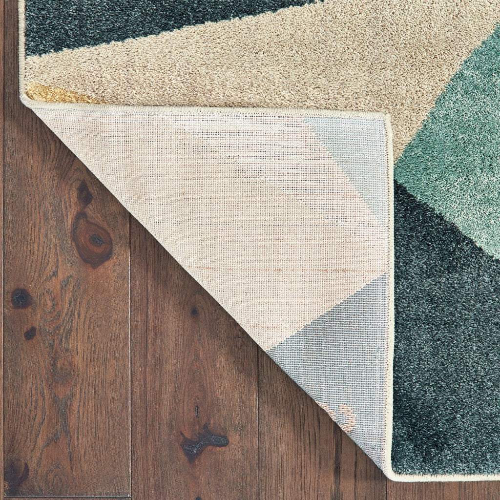 2' X 3' Blue Green Beige Retro Wedge Indoor Area Rug - Homeroots - Flyclothing LLC