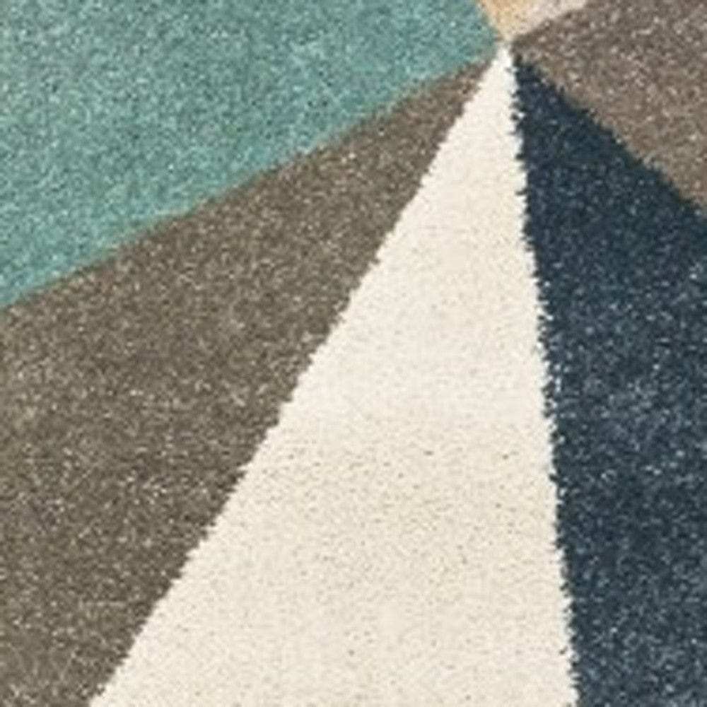 2' X 3' Blue Green Beige Retro Wedge Indoor Area Rug - Homeroots - Flyclothing LLC