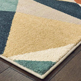 7' X 10' Blue Green Beige Retro Wedge Indoor Area Rug - Homeroots - Flyclothing LLC