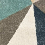 9' X 12' Blue Green Beige Retro Wedge Indoor Indoor Area Rug - Homeroots - Flyclothing LLC