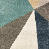 9' X 12' Blue Green Beige Retro Wedge Indoor Indoor Area Rug - Homeroots - Flyclothing LLC