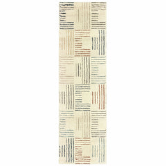8' Ivory Multi Neutral Tone Scratch Indoor Runner Rug - Homeroots