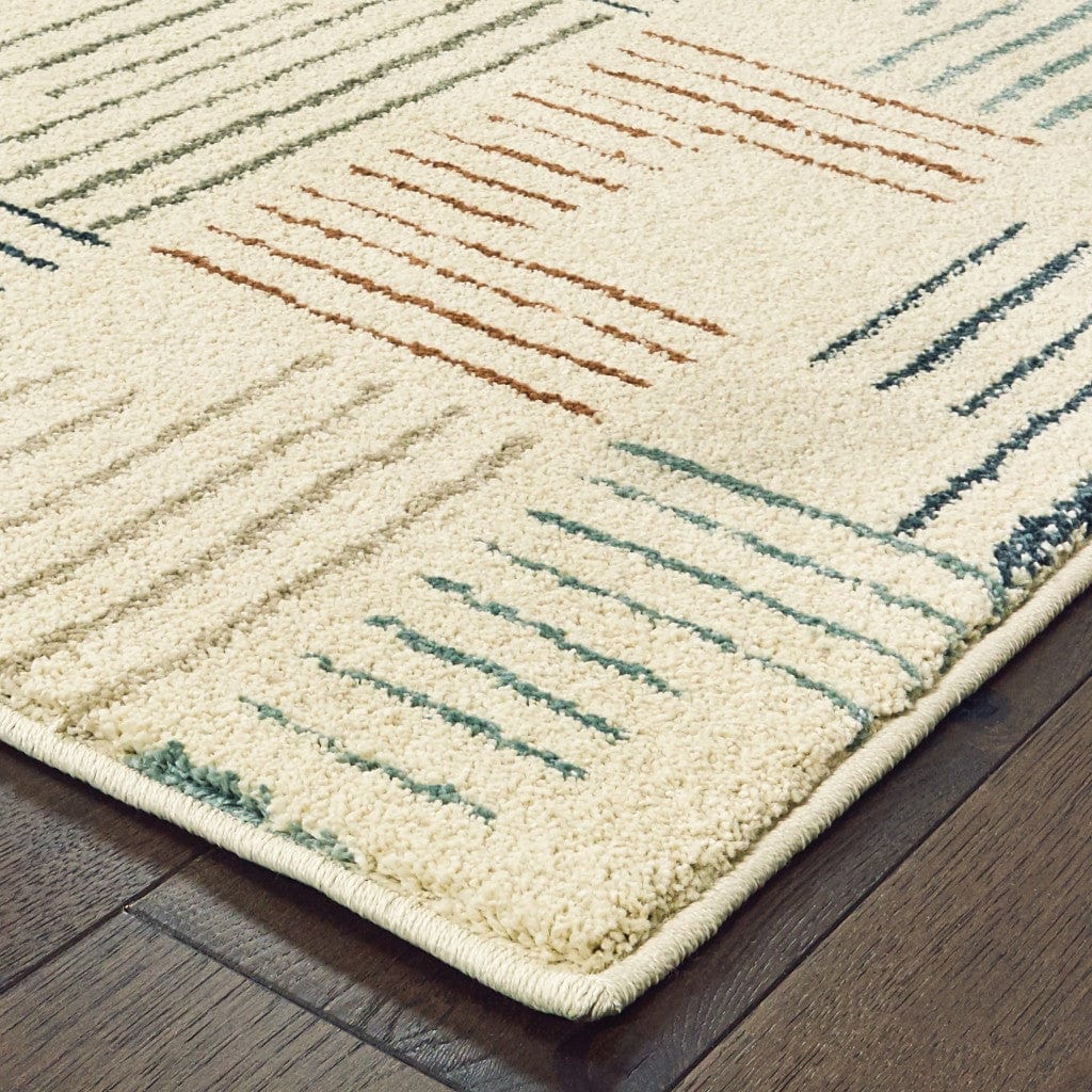8' Ivory Multi Neutral Tone Scratch Indoor Runner Rug - Homeroots