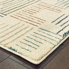 8' Ivory Multi Neutral Tone Scratch Indoor Runner Rug - Homeroots