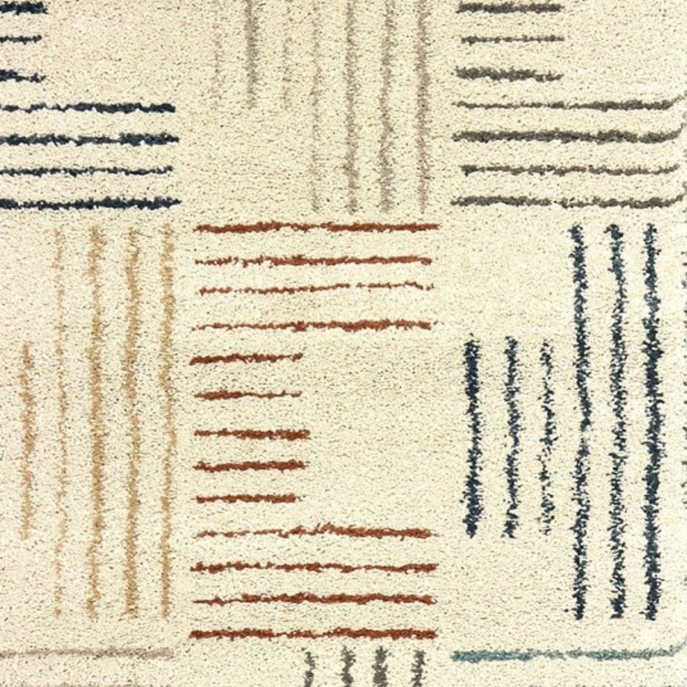 8' Ivory Multi Neutral Tone Scratch Indoor Runner Rug - Homeroots