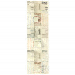 8' Ivory Multi Neutral Tone Scratch Indoor Runner Rug - Homeroots