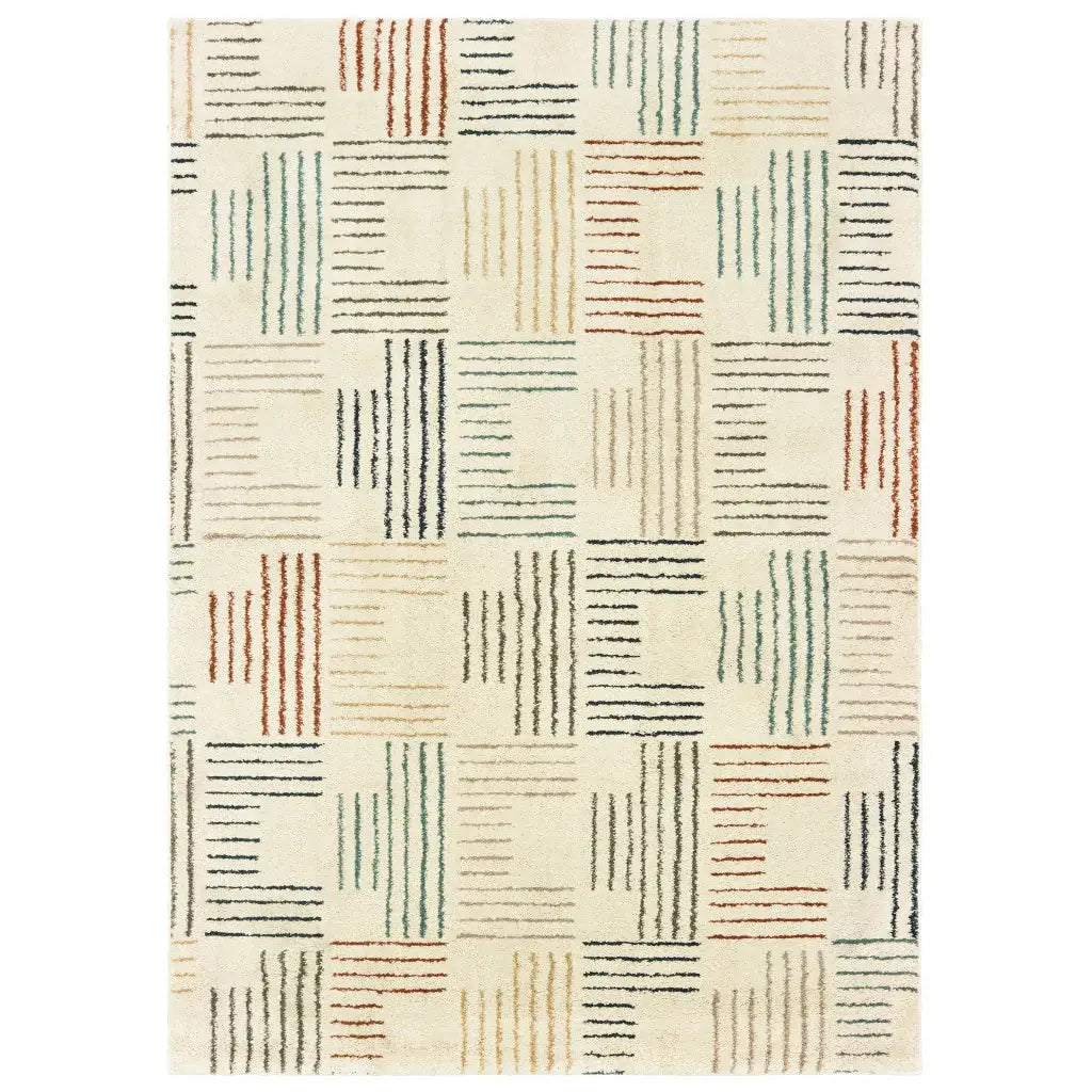 6' X 9' Ivory Multi Neutral Tone Scratch Indoor Area Rug - Homeroots - Flyclothing LLC