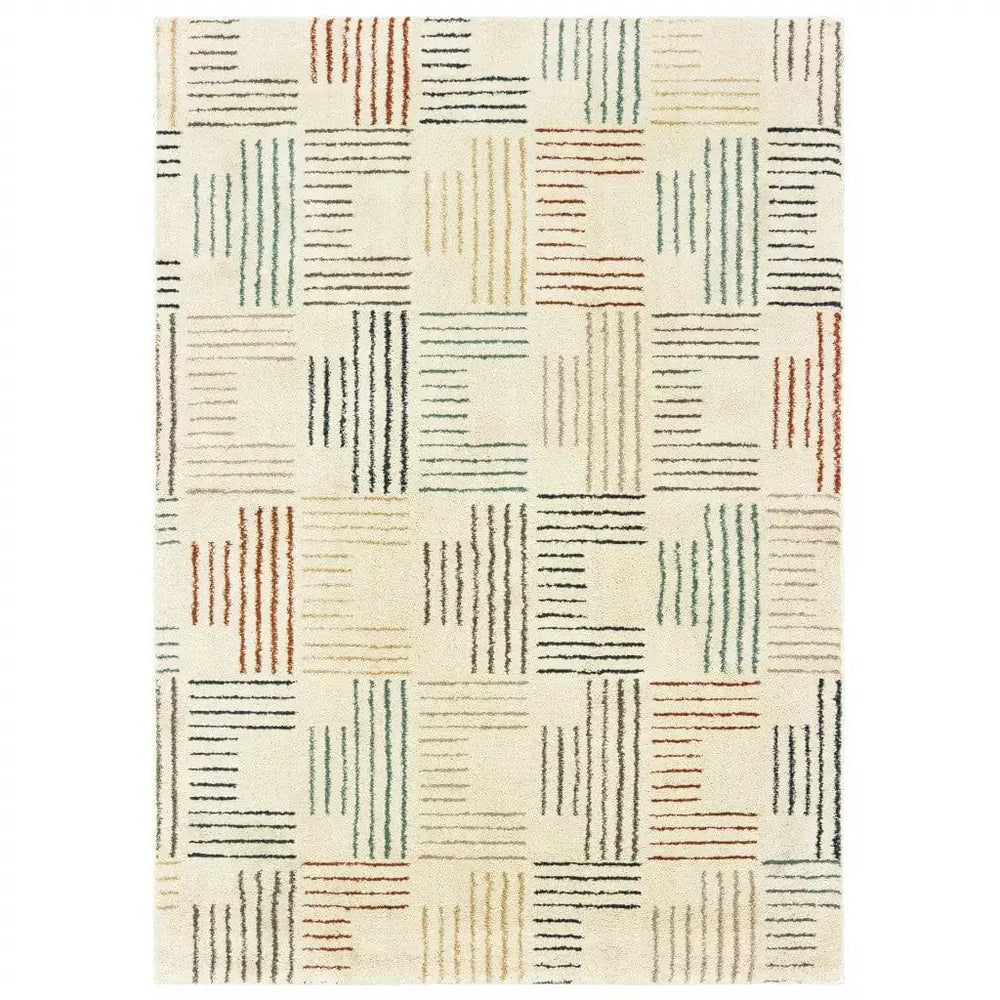 9' X 12' Ivory Multi Neutral Tone Scratch Indoor Area Rug - Homeroots
