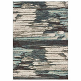 2' X 3' Ivory Blue Gray Abstract Layers Indoor Accent Rug - Homeroots - Flyclothing LLC