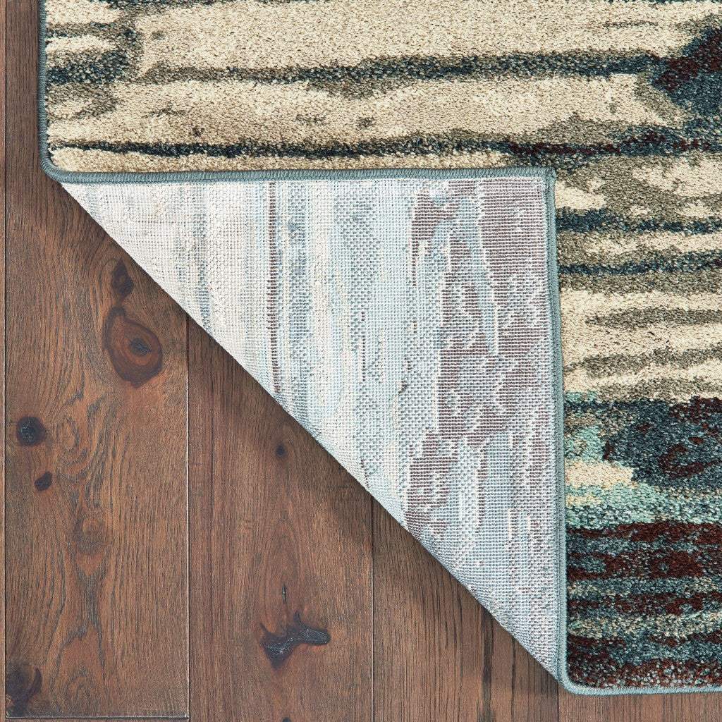 2' X 3' Ivory Blue Gray Abstract Layers Indoor Accent Rug - Homeroots - Flyclothing LLC