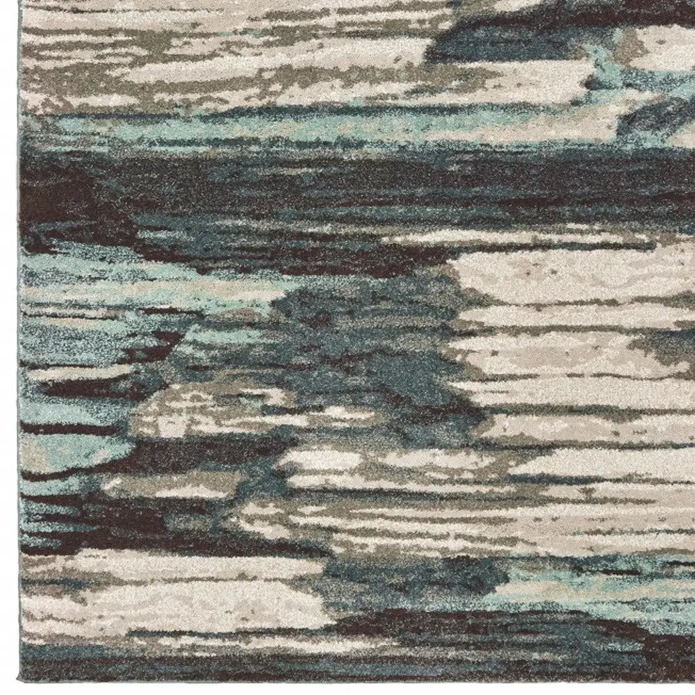 2' X 3' Ivory Blue Gray Abstract Layers Indoor Accent Rug - Homeroots - Flyclothing LLC