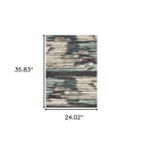 2' X 3' Ivory Blue Gray Abstract Layers Indoor Accent Rug - Homeroots