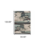 7' X 10' Ivory Blue Gray Abstract Layers Indoor Area Rug - Homeroots - Flyclothing LLC