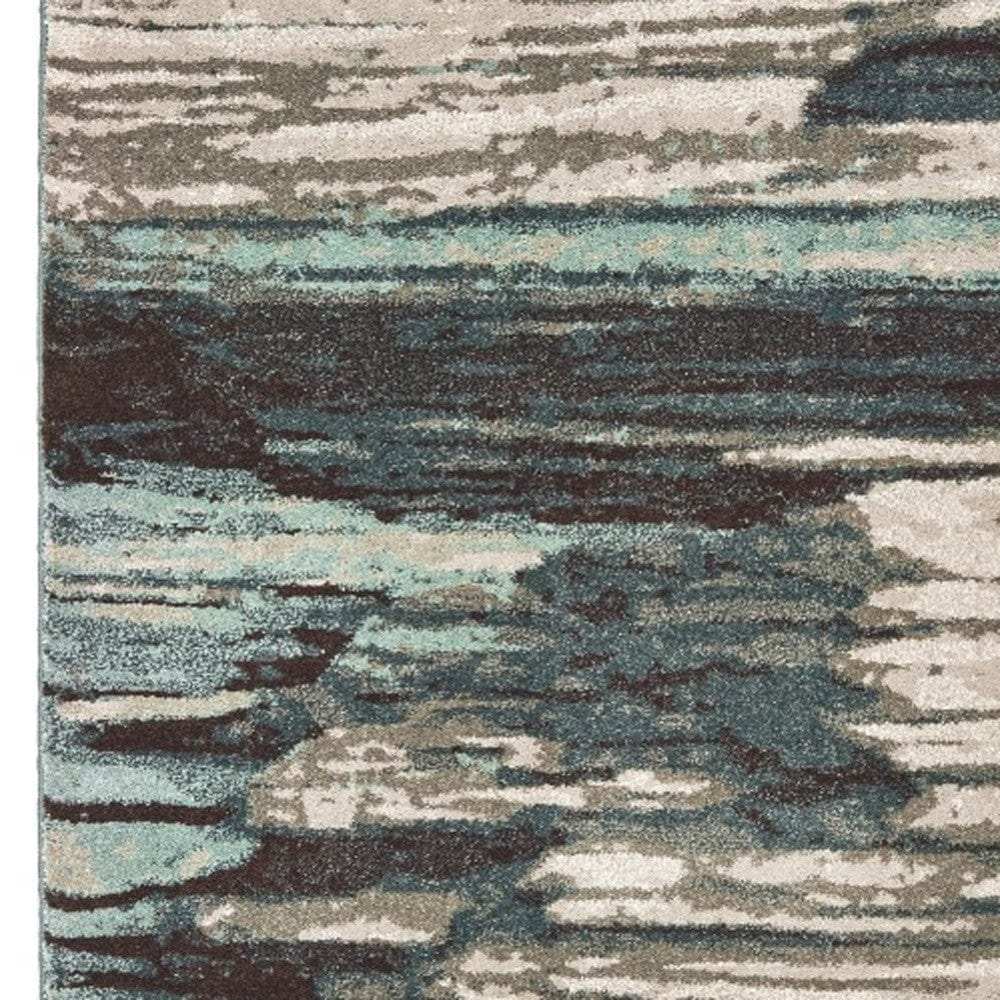 7' X 10' Ivory Blue Gray Abstract Layers Indoor Area Rug - Homeroots - Flyclothing LLC