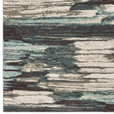 7' X 10' Ivory Blue Gray Abstract Layers Indoor Area Rug - Homeroots
