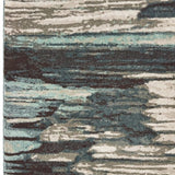 9' X 12' Ivory Blue Gray Abstract Layers Indoor Area Rug - Homeroots