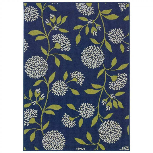 Blue and Green Floral Indoor Outdoor Area Rug - Homeroots - Flyclothing LLC