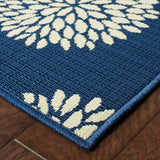 Blue and Green Floral Indoor Outdoor Area Rug - Homeroots