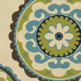 Green and Ivory Floral Indoor Outdoor Area Rug - Homeroots - Flyclothing LLC