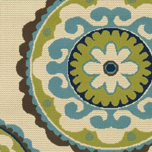 Green and Ivory Floral Indoor Outdoor Area Rug - Homeroots - Flyclothing LLC