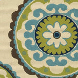 Green and Ivory Floral Indoor Outdoor Area Rug - Homeroots - Flyclothing LLC