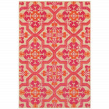 5' X 8' Pink and Orange Moroccan Indoor Outdoor Area Rug - Homeroots