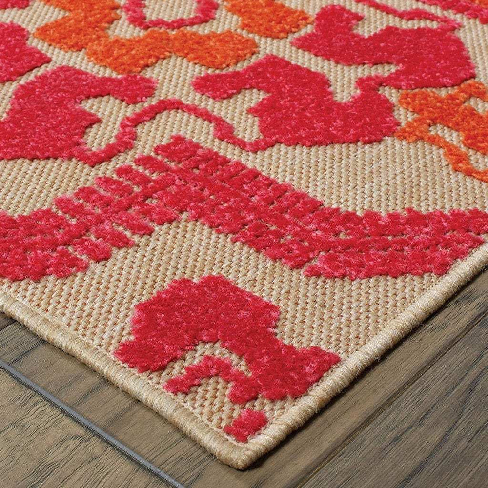 5' X 8' Pink and Orange Moroccan Indoor Outdoor Area Rug - Homeroots - Flyclothing LLC