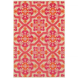 8' X 11' Pink and Orange Moroccan Indoor Outdoor Area Rug - Homeroots