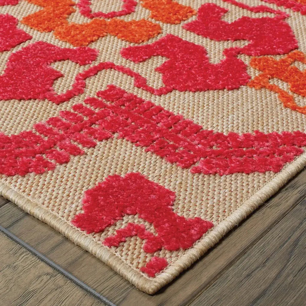 8' X 11' Pink and Orange Moroccan Indoor Outdoor Area Rug - Homeroots - Flyclothing LLC