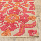 10' X 13' Pink and Orange Moroccan Indoor Outdoor Area Rug - Homeroots