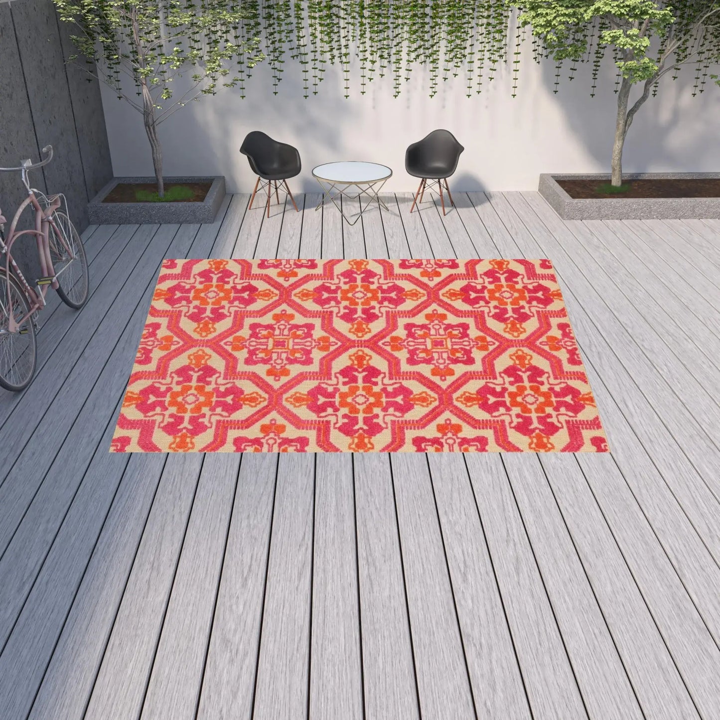 10' X 13' Pink and Orange Moroccan Indoor Outdoor Area Rug - Homeroots - Flyclothing LLC