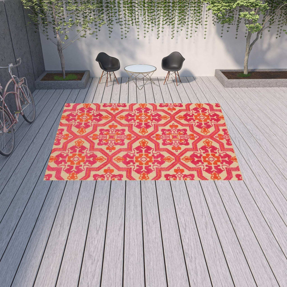 10' X 13' Pink and Orange Moroccan Indoor Outdoor Area Rug - Homeroots - Flyclothing LLC