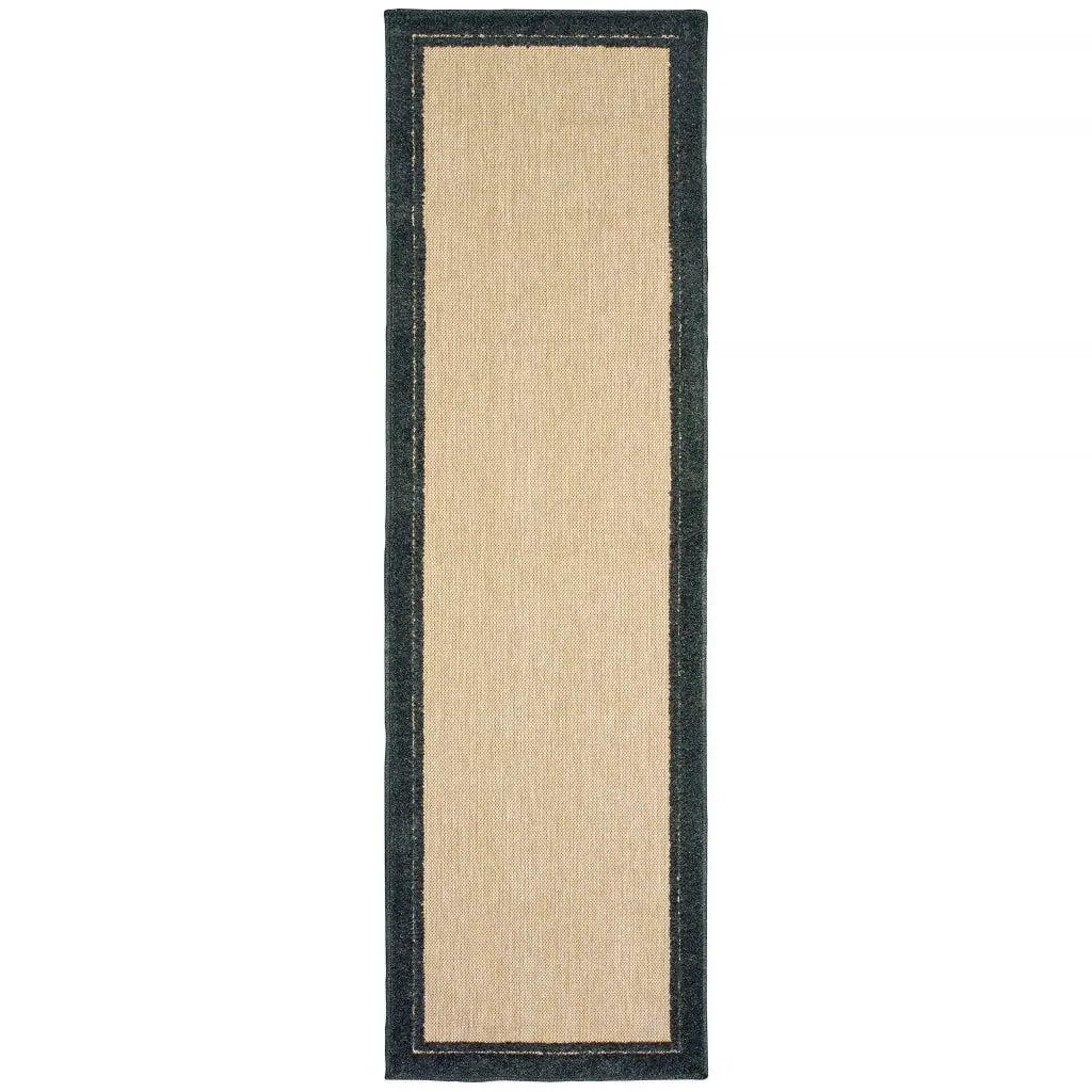 2' X 8' Beige and Black Indoor Outdoor Area Rug - Homeroots - Flyclothing LLC